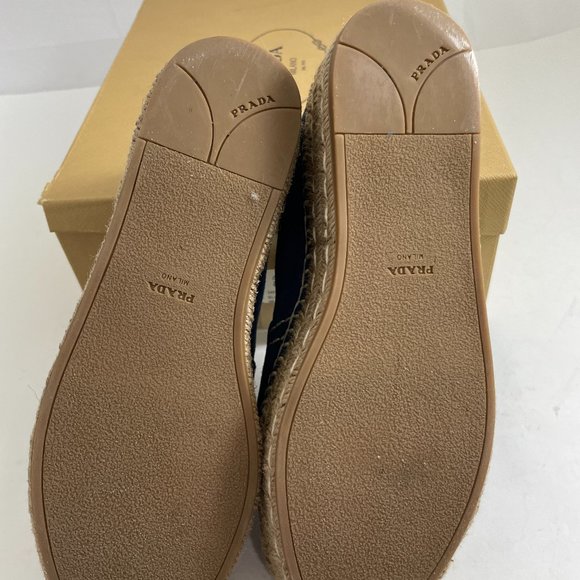 PRADA 31121 BLUE SUEDE PEEP TOE PLATFORM ESPADRILLE SZ 38 - Picture 7 of 7